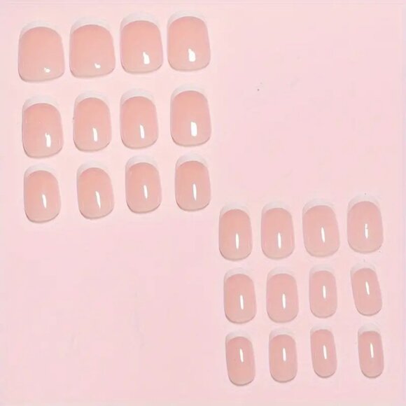 🦋3For$20🦋 NWT Lucky Nails Pink and White French Style Glossy Press-On Nails - Picture 8 of 13